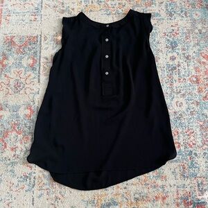 Loft black sleeveless silky flutter sleeve top